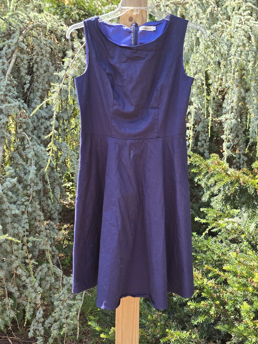 Sleeveless Navy Midi Dress with Flared Skirt